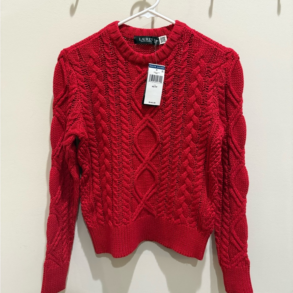 Ralph Lauren Vibrant Red Cable Knit Sweater